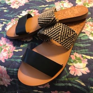 Black & Boho Slide Sandals